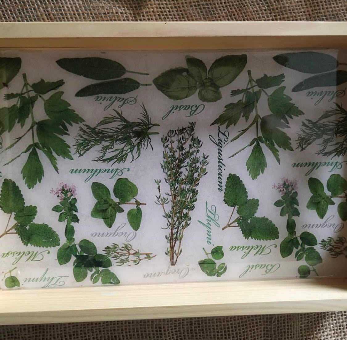 Taca Śniadaniowa / Dekoracyjna "Ogród Ziół" - Decoupage i Żywica
